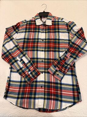 Amazon Essentials Red, Blue & White Plaid Button-Down Flannel Shirt